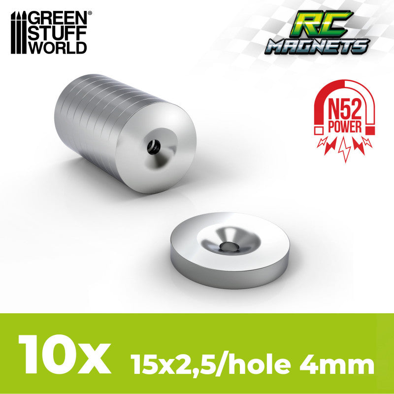 Neodymium Magnets HOLLOW 15x2.5mm for RC cars (Pack x10)