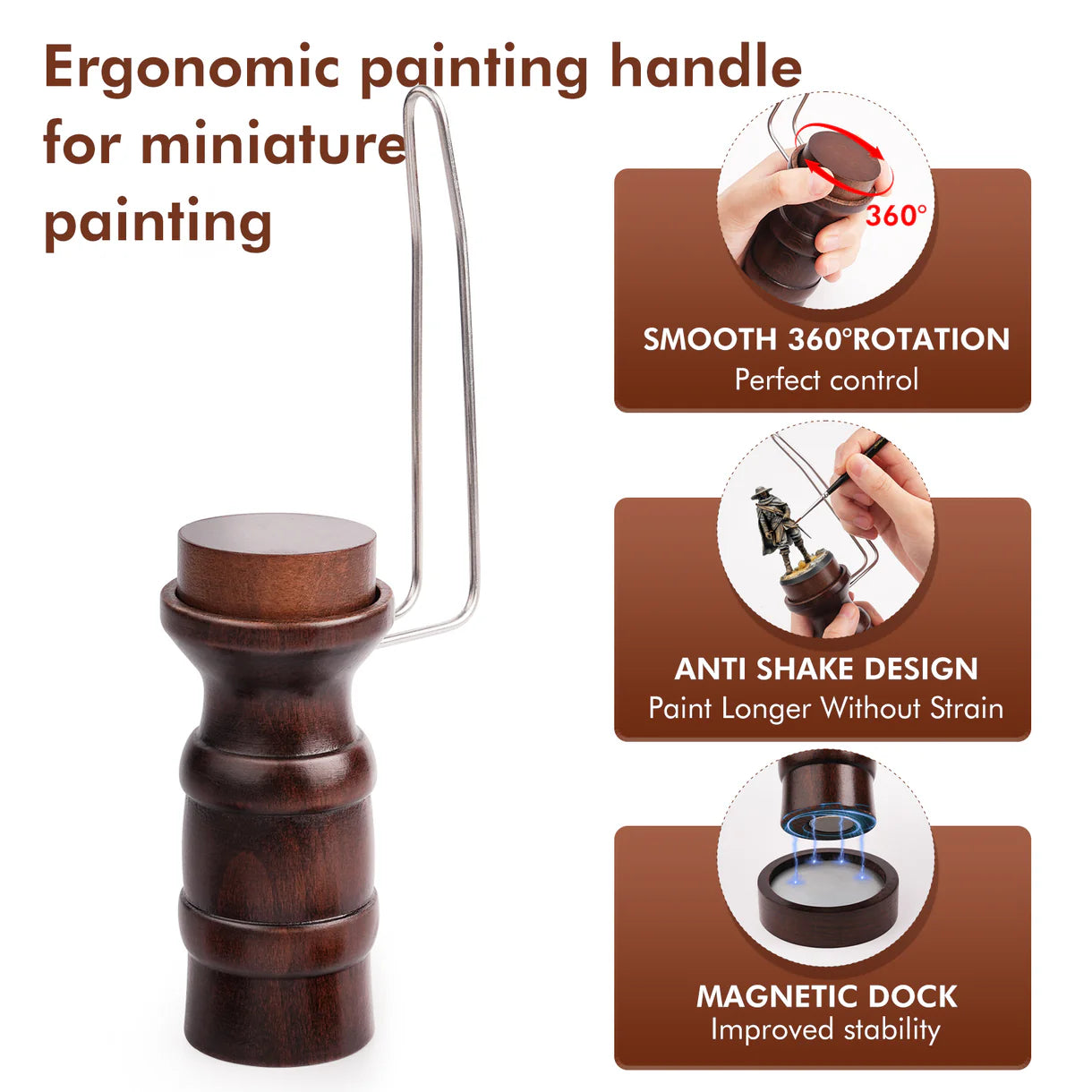 Golden Maple Ergonomic Painting Handle – Perfect for Warhammer, D&D & Scale Models