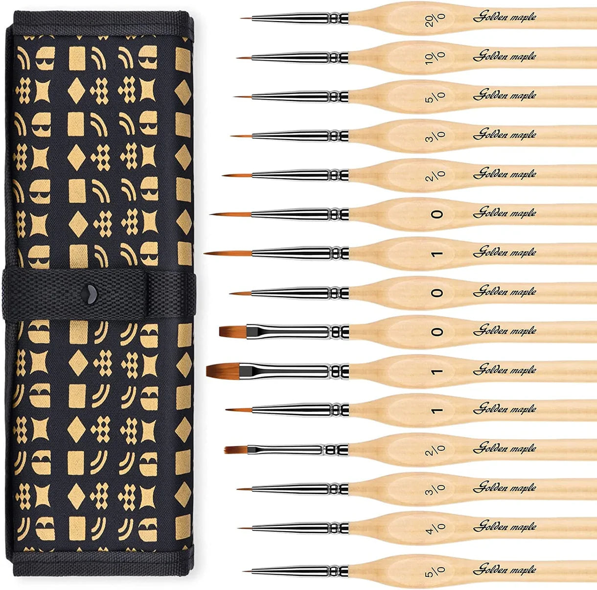 Micro Detail Paint Brush Set: Flat, Liner, Round & Miniature Brushes-15pcs
