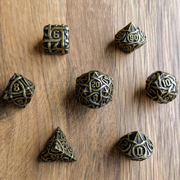 Labyrinthine Dice Set - Brass
