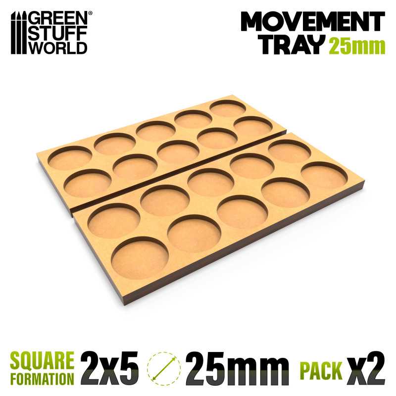 Movement Tray - 10 2x5 for 25mm - Skirmish Formation (Pack x2)