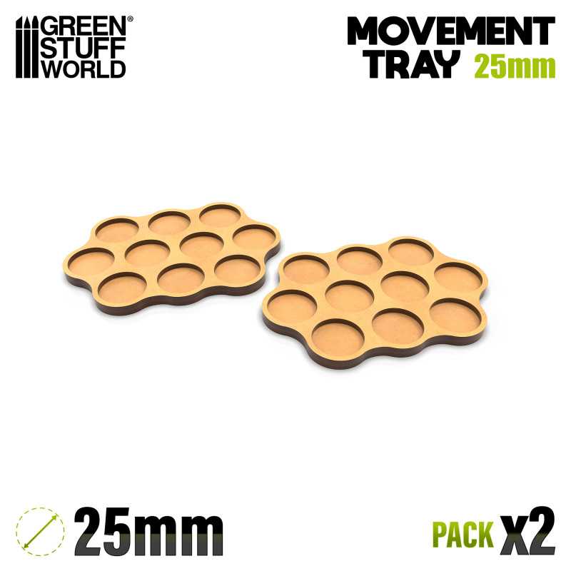 Movement tray - round 10 bases 3x4x3 for 25mm (AOS) SKIRMISH (Pack x2)