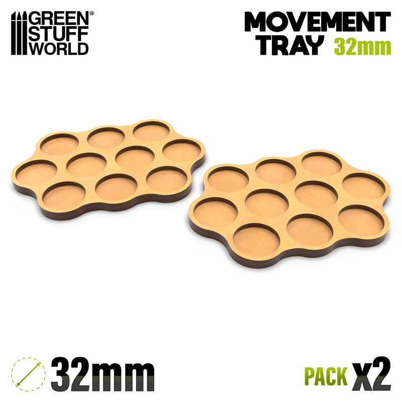 Movement tray - round 10 bases 3x4x3 for 32mm (AOS) SKIRMISH (Pack x2)