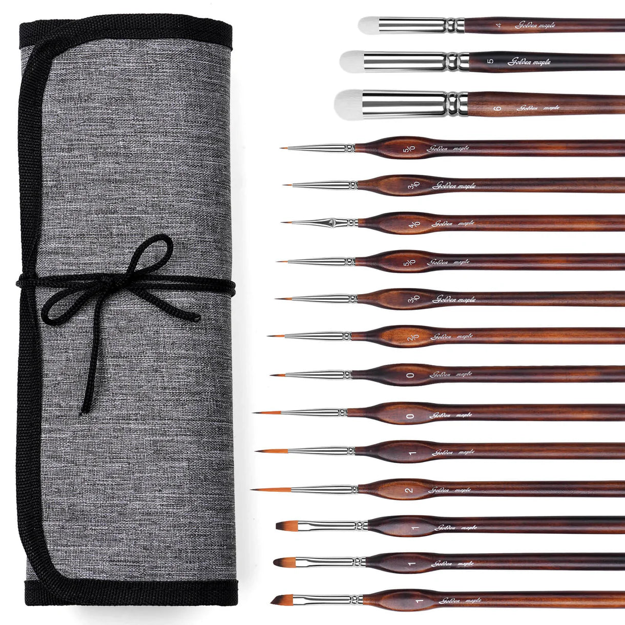 GOLDEN MAPLE: Series I: 15pcs Detail Paint Brush & 3pcs Dry Brush Miniature Brush Set - 18pcs