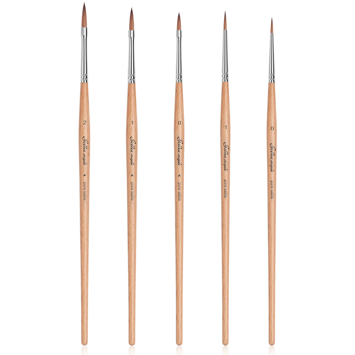 GOLDEN MAPLE: Premium Kolinsky Sable with Beech Wood Handles & Arrow Shaped Miniature Painting Brush