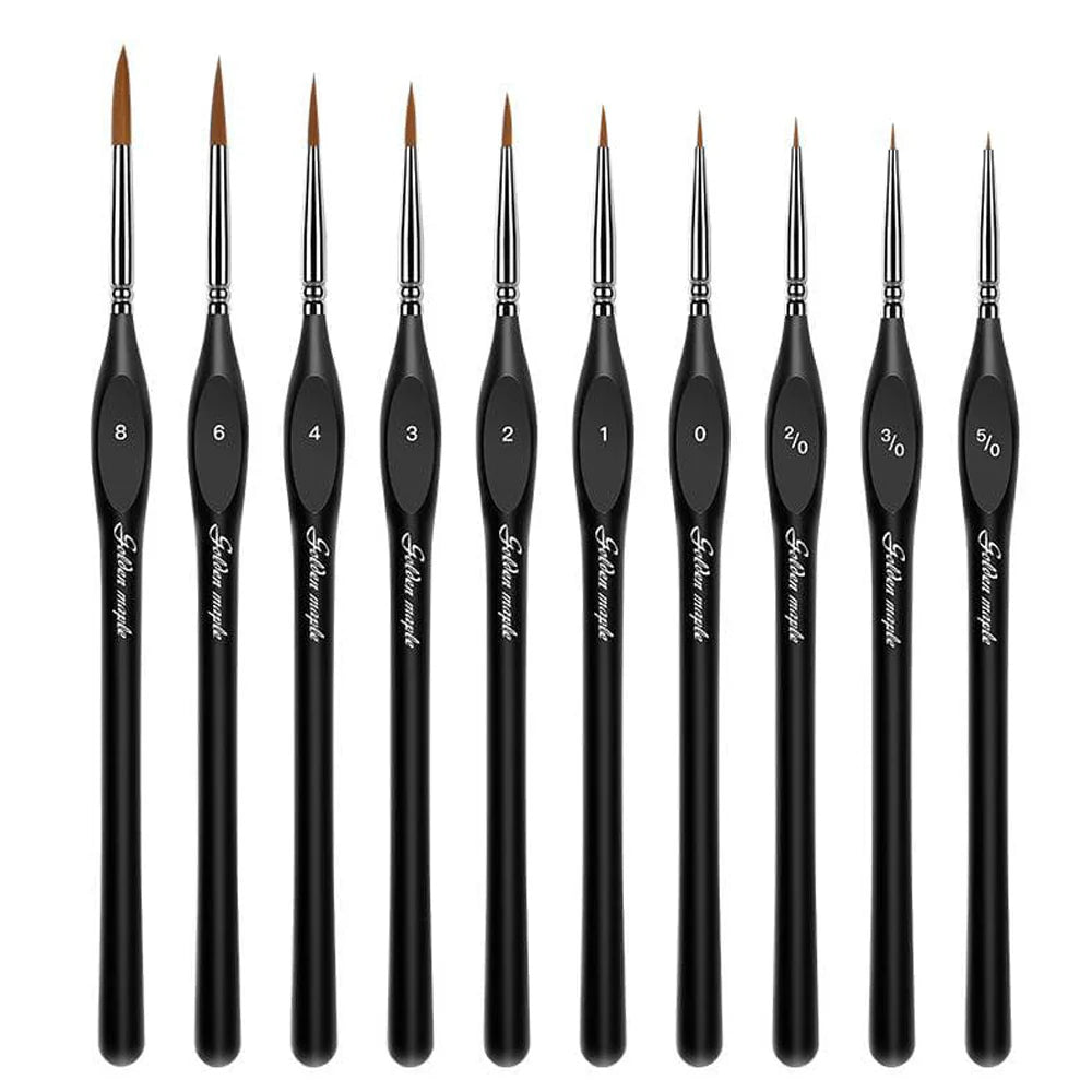 GOLDEN MAPLE: Detail Paint Brush Set with Triangular Handles - 10pcs