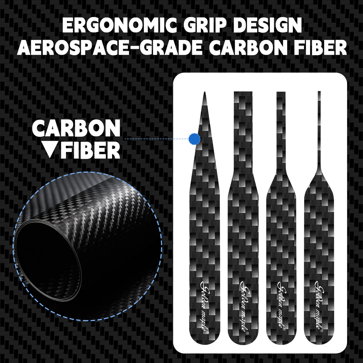 GOLDEN MAPLE: 4pcs Irregular Carbon Fiber Sanding Sticks – Grinding & Polishing