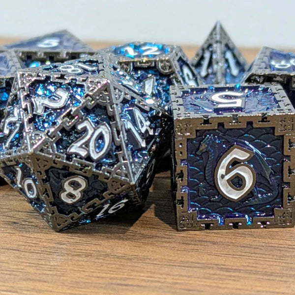 Blue Metal Dragon Dice