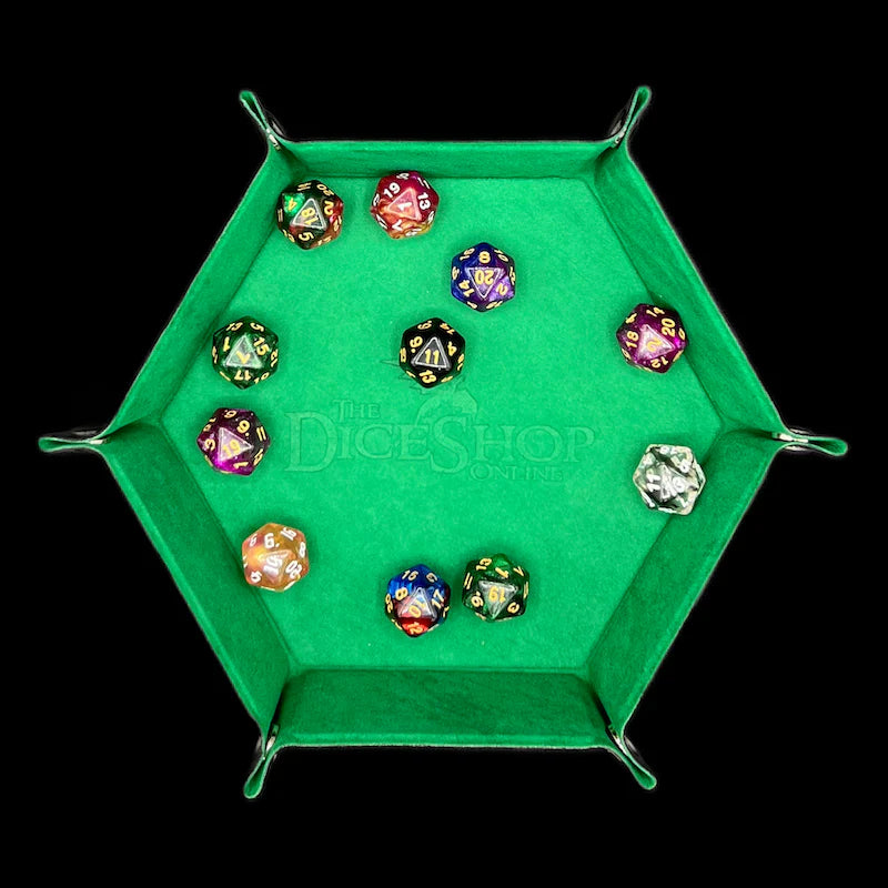 TDSO FOLDING GREEN HEXAGONAL FELT DICE TRAY